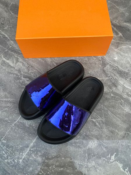 

designer sandals italy slippers paris new rubber slides sandals floral brocade women men slipper flat bottoms flip flops 0725, Black
