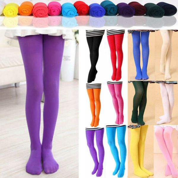 

kids socks cute girls candy color tights pantyhose hosiery silk ballet dance children girl solid 19 years 230728, Pink;yellow