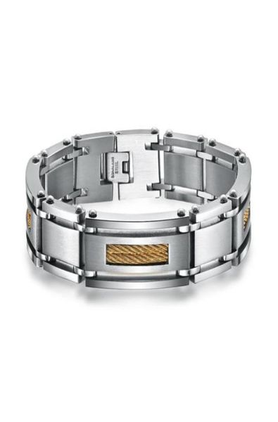 

whole men link cable bracelet stainless steel jewish jewelry wire rope inlady width 16mm 3 row heavy88584622192786, Black