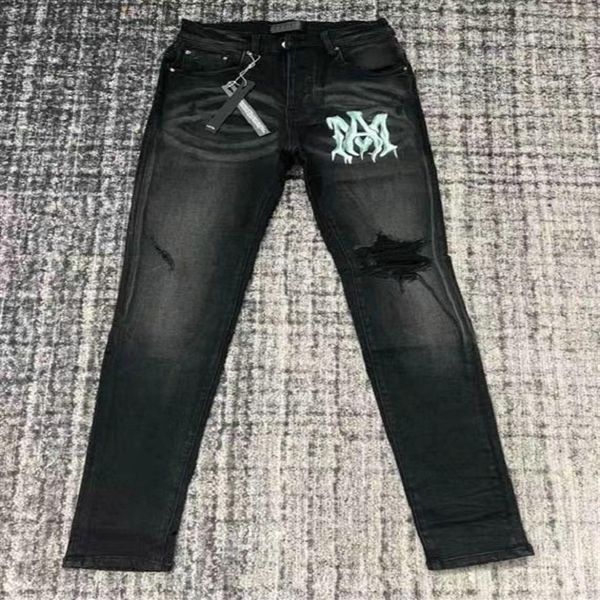 

ph566 mens jeans distressed motorcycle biker jean rock skinny slim ripped hole stripe fashionable snake embroidery de224m, Blue