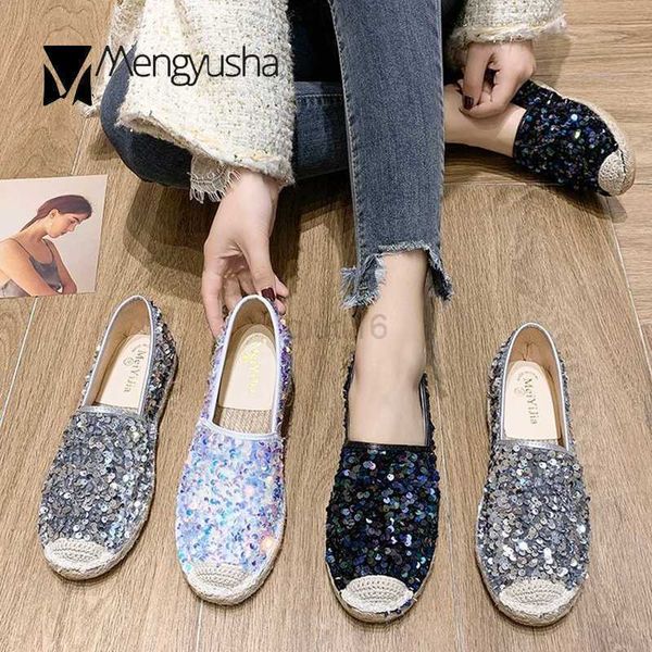 

dress shoes colorful paillette hemp knitted fishermans shoes women slip on cane cover toe moccasins glitter bling straw espadrilles loafers, Black