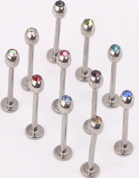

labret ring l06 100pcs mix 7 color steel crystal lip ring lip bar labret stud biody jewelry3369710, Black