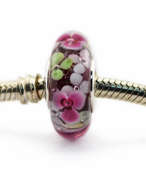 

fits for p bracelets authentic 925 sterling silver jewelry flower garden murano glass charm diy bead 2016 summer6612700, Black