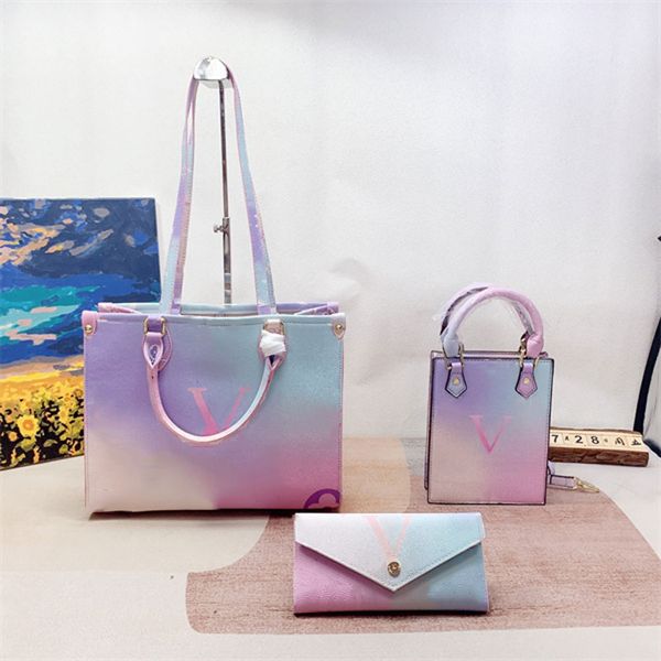 

2023 women luxurys designers bags large capacity totes fashion sac femme shoulder bag gradient tote bag gradient score bag wallet