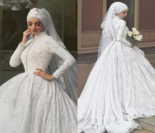 

2019 muslim wedding dress appliques scarf hijab wedding dress tulle abiye abiti da sposa wedding gown bride dress4018573, White