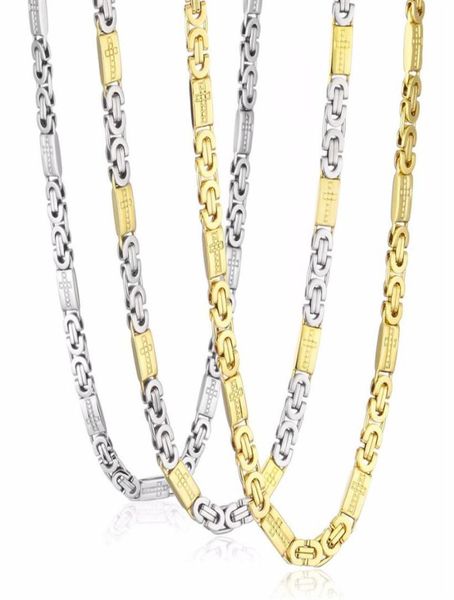 

stainless steel necklace mens chain byzantine carved men jewelry gold silver tone 8mm width 55cm length 22inch244p4174996