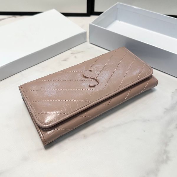 

pink/black v-shaped stripes wallet women designer flap bag calfskin leather letters metal hardware classic luxury card holder purse multi po, Red;black