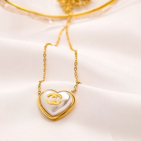

18k gold plated pendant necklaces luxury brand designers pearl couple circle fashion womens stainless steel necklace wedding party jewellery, Silver