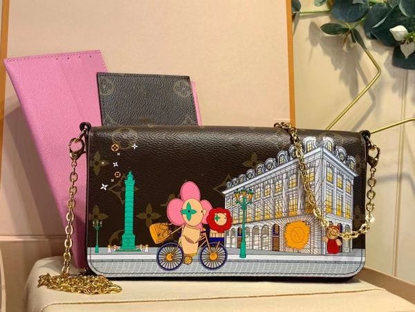 

m81545 new women's bag luxury cowhide printed shoulder bag