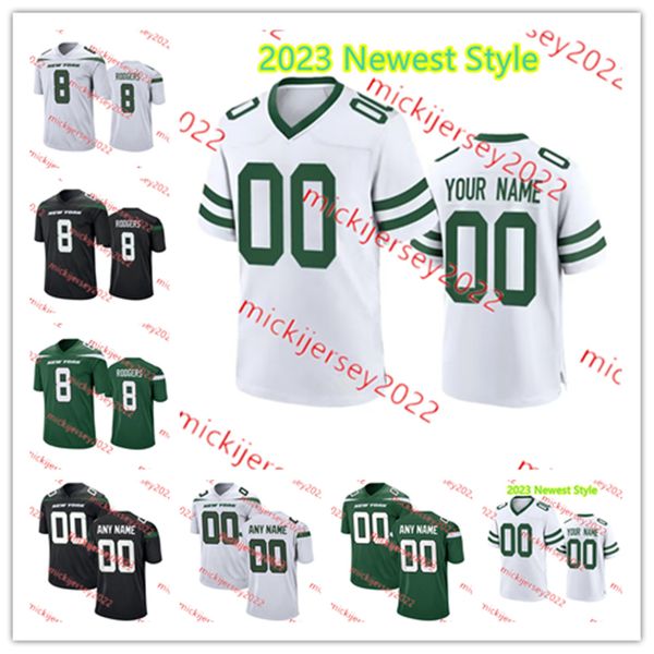 

aaron rodgers new york football jersey sauce gardner stitched mens #2 zach wilson 20 breece hall 17 garrett wilson jerseys, Black