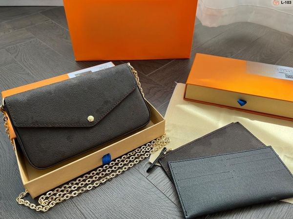 

designer bags old flower brown three in one shoulder bag seven color shoulder strap clutch combo embossed fashion luxury multi pochette wome