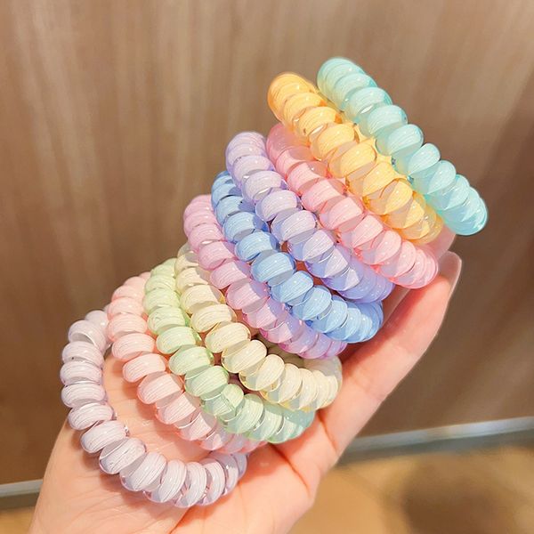 

jelly transparent color high elasticity telephone wire hair rope durable ponytail hair rope female telephone line head rope headdress 2308, Slivery;white