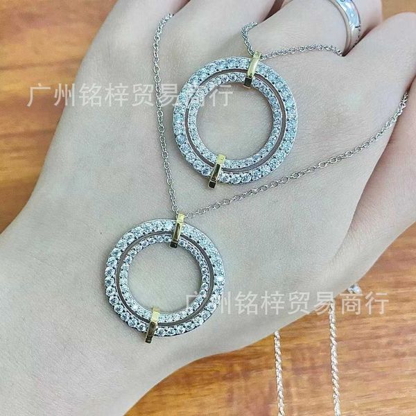 

fashion tiffay s925 sterling silver new edge series double color ring diamond women's necklace