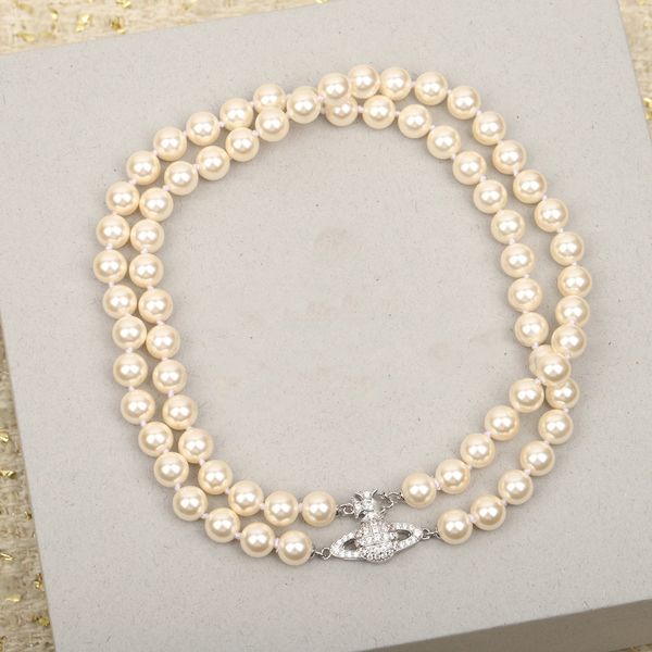 

designer pendant necklaces crosses gold vivian pearl necklace luxury women saturn chokers jewelry westwood woman 445534, Silver