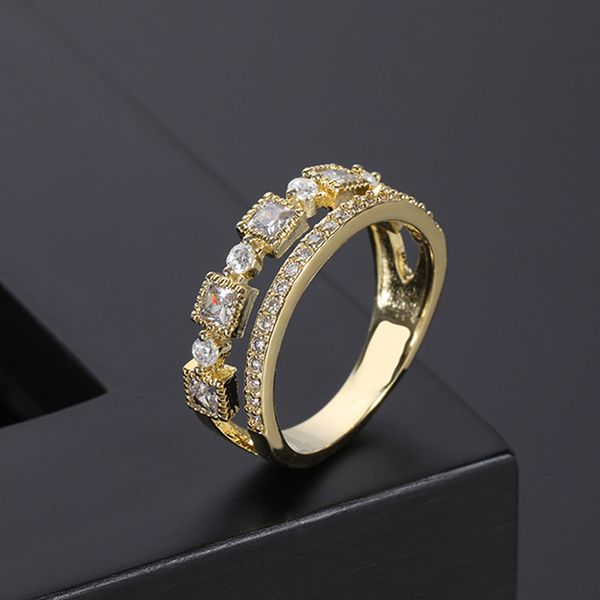 

victoria sell vintage fashion jewelry sterling sier&gold fill pave 5a cubic zirconia cz women wedding bridal ring for lover's gift, Slivery;golden