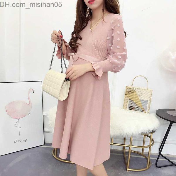 

maternity dresses maternity knitted dresses for pregnant women daily v neck high waist pregnancy women dress new fashion autumn winter z2307, White