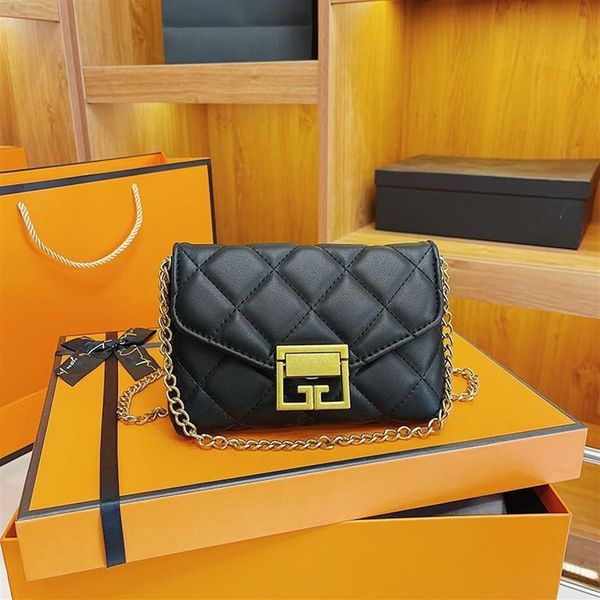 

designer kids handbags girl messenger bag children letter single-shoulder bags girls metal chain pu leather satchel a9087268p, Black