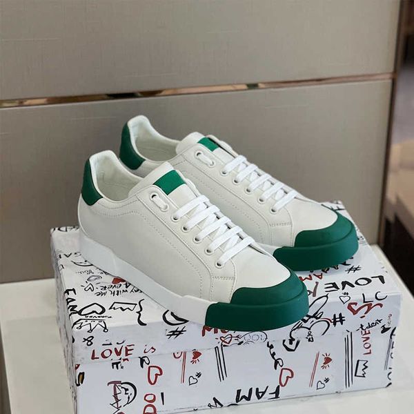 

designer shoes portofino vintage leather sneakers men fashion casual shoes sports shoe platform shoes with box no451, Black