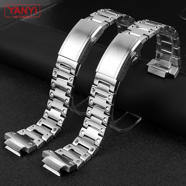 

watch bands stainless steel watchband for casio gshock gwm5610 dw5600 gw5000 g5600 ga2100 gm5600 gm2100 watch band solid steel strap 230727, Black;brown