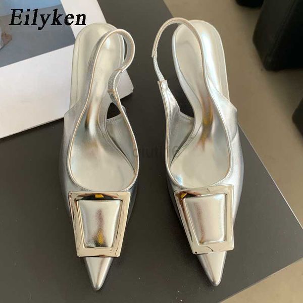 

dress shoes eilyken 2023 spring new brand women pumps snadal fashion square buckle shallow slip on slingback pointed toe dress shoes, Black