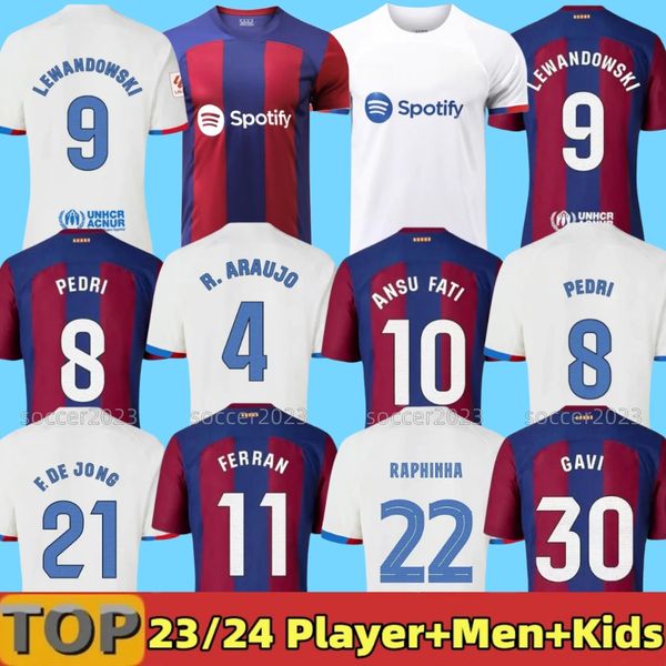 

23/24 lewandowski ansu fati soccer jerseys 2023 ferran r. araujo christensen o. dembele pedri memphis dest gavi barcelona maillots football, Black;yellow