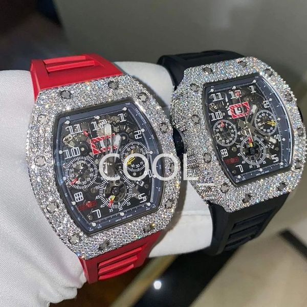 

luxury mens watch for men designer movement watches diamond moissanite watch montre iced out watch automatic men's montre luxe mens lux, Slivery;brown