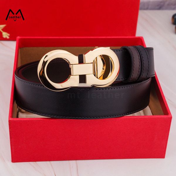 

smooth leather belt luxury belts designer for men golden silver black big buckle male chastity fashion mens width 3.5cm with box wholesale, Black;brown
