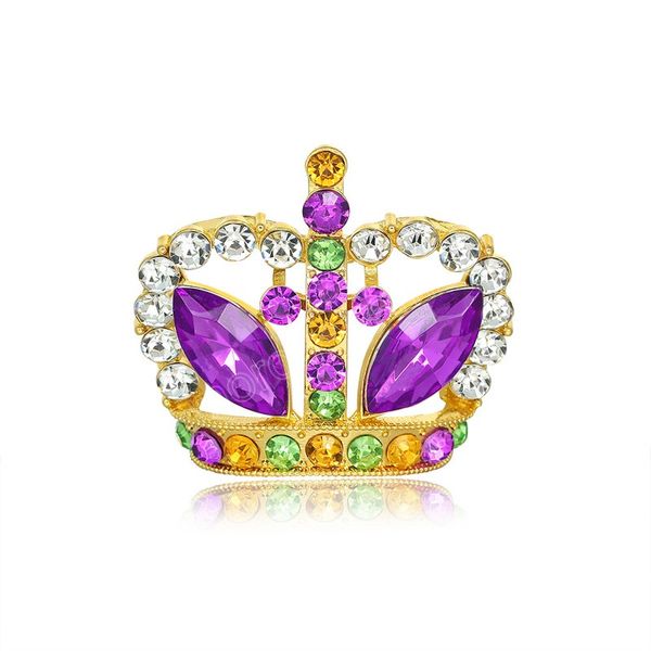 

exquisite elegant crown brooch fashion purple crystal luxury corsage collar pin high-end suit sweater accessories banquet badge, Gray