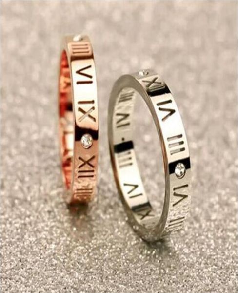 

fashion new sell hollow titanium plated 18k rose gold digital whit stone lovers ring finger ring as gift brithday gold rings women3626217, Silver