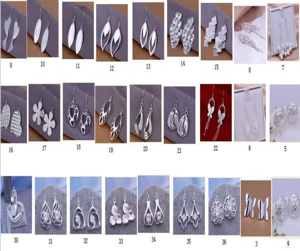 

30paia lot plating 100 925 silver mixed 30 style earrings012206921, Golden;silver