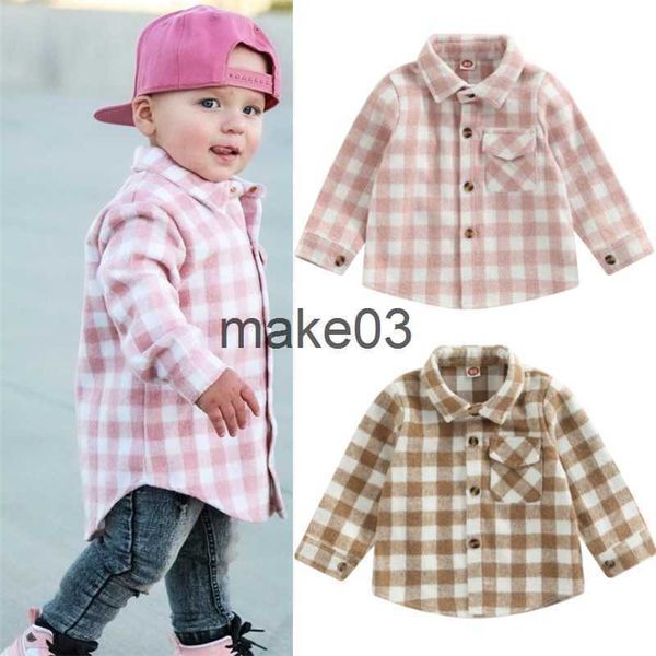 

jackets fashion baby girl boy plaid shirt jacket cotton child shirt thick wool loose outfit autumn winter baby casual clothes 15y j230728, Blue;gray