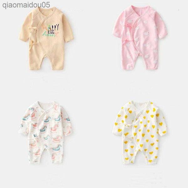 

toddler clothes cartoon printing bodysuits baby boys cute pure cotton long-sleeved rompers new born girls spring thin new onesie l230712, Blue