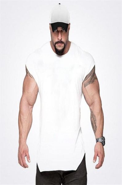 

brand blank fitness tank men undershirt sleeveless shirt summer gyms clothing slim fit muscle bodybuilding vest streetwear9358000, White;black