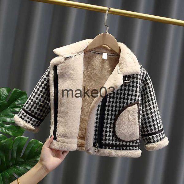 

jackets 2022 winter girls boys casual plaid thick warm fleece coat baby kids children jacket outerwear j230728, Blue;gray