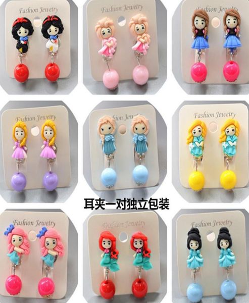 

korean style kids designer fashion jewelry childrens candy color cartoon plastic earrings kids accessories9586264, Red;brown