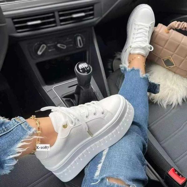 

dress shoes 2022 white women sneakers fashion platform casual shoes women lace up flats women loafers zapatos m, Black