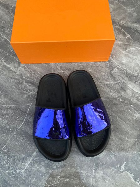 

luxury sandals genuine leather beach slipper designer slides leather classic ladies sandal summer flat shoes fashion beach women 0725, Black