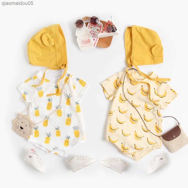 

baby onesie banana pineapple fruit clothes summer cartoon cotton short-sleeved triangle romper girl pgraphy outfits l230712, Blue