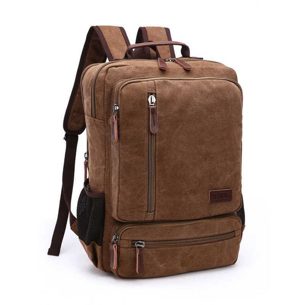

vintage canvas backpack men large capacity travel shoulder bag fashion students bag male notebook lapbackpack 0728