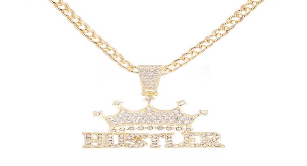 

pendant necklaces iced out hustler crown necklace choker chain women hiphop jewelry for men tennis fashion link1978534, Silver