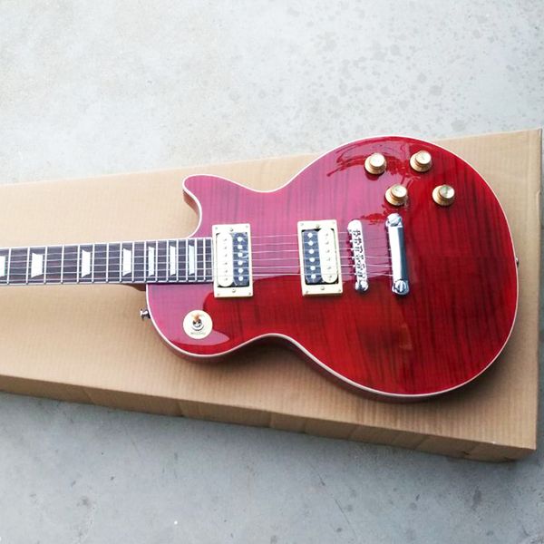 

lp standard wine red 1980 flame solid mahogany electric guitar