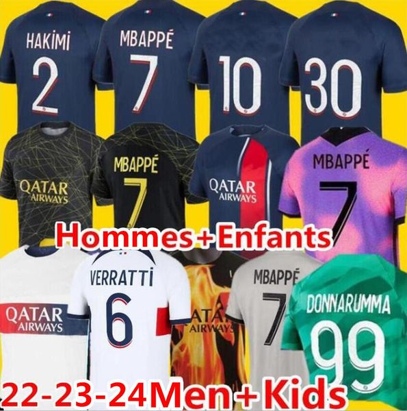 

2023 2024 soccer jerseys maillot de foot mbappe hakimi marquinhos verratti paris football shirt 22 23 24 lee kang in fabian psgs hommes enfa, Black;yellow