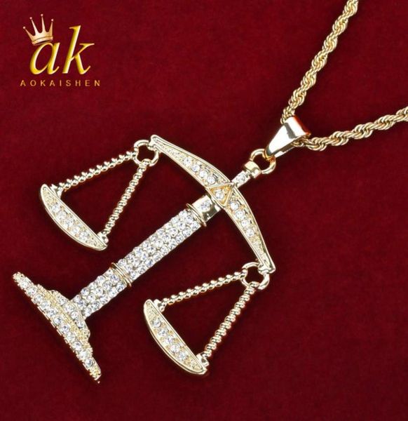 

balance libra scale pendant bling rhinestone crystal men hip hop necklace punk jewelry street rock6889320, Silver