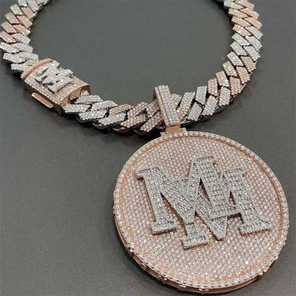 

Fine jewelry popular men 925 sterling silver letter MM hip hop custom moissanite pendant