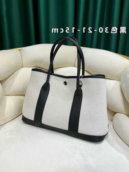 

classic garden party tote bag shopping premium leather canvas 30cm commuter casual one shoulder portable women'st1ry