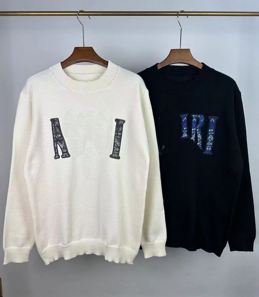 

designer amisweater paris mens sweater knitted shirtsknitting machine e jnlarged detail crew neck cotton round neck jumper knitwear designer, White;black