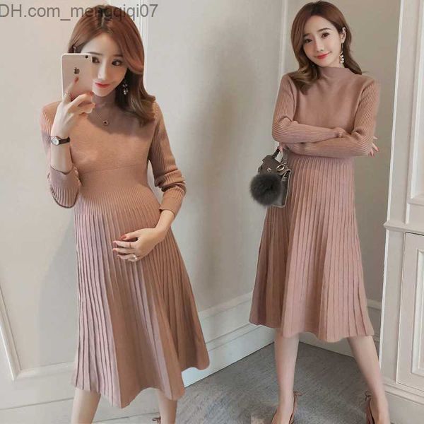

maternity dresses 2019 autumn/winter pregnant women's sweater ultrathin knitted dress fashion pregnant women's bottom dress z23072, White