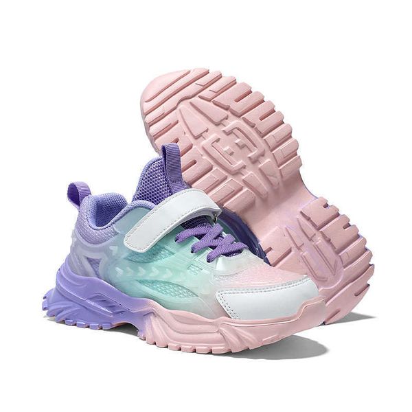 

girls gradient color sneakers purple blue pink white casual running shoes kids comfortable sports shoes size 28-38