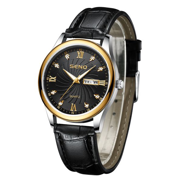 

mens watch watches luxury fashion waterproof quartz-battery leather 39mm watch, Slivery;brown