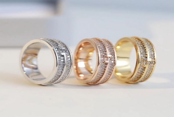 

europe america fashion style lady women brass engraved t initials 18k gold plated full diamond ring rings size us6us9 3 color1991682, Slivery;golden